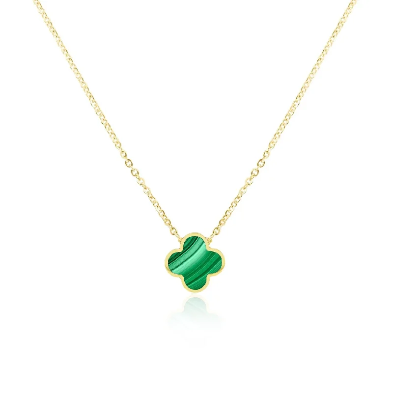 Premium Jewelry, Premium Discounts – Act Fast Small Malachite Single Clover Necklace