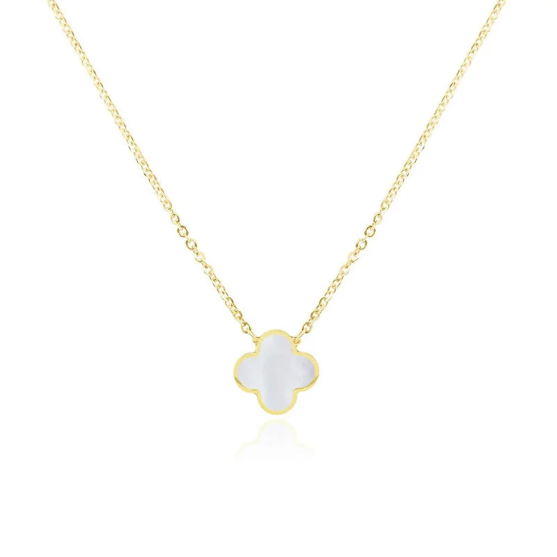 Exclusive Jewelry Sale – Sparkle For Less Small Mother of Pearl Single Clover Necklace