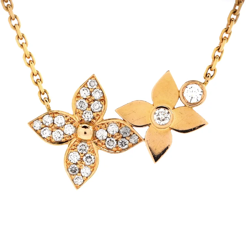 Limited-Time Jewelry Discounts – Shine Without The Splurge Star Blossom Double Pendant Necklace 18K Rose Gold and Diamonds