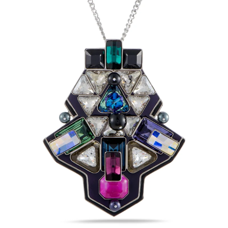 Buy More, Save More On Stunning Jewelry Designs Swarovski Buzz Multicolor Geometric Crystal Pendant Long Chain Necklace