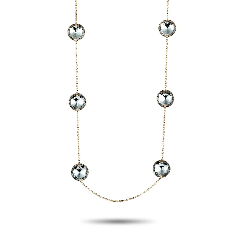 Exclusive Jewelry Sale – Sparkle For Less Swarovski Globe Strandage Rhodium-Plated Crystal Long Necklace