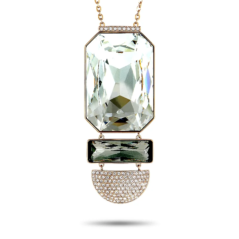 Special Deals On Handcrafted And Designer Jewelry Swarovski Stainless Steel Rose Gold-Plated and Crystal Pendant Long Chain Necklace