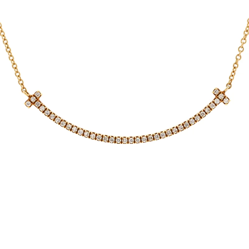 Last Chance To Shop High-End Jewelry At Markdown Prices T Smile Pendant Necklace 18K Yellow Gold and Diamonds Small