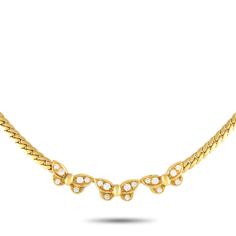 Grab Your Favorite Jewelry At The Lowest Prices Van Cleef & Arpels Vintage 18K Yellow Gold 0.60ct Diamond Butterfly Necklace VC19-111424