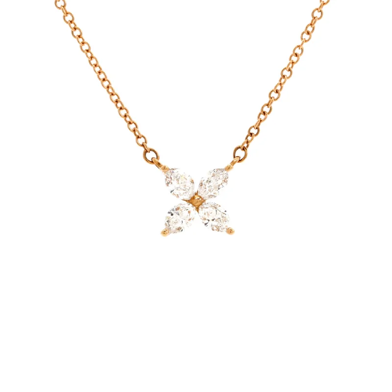 Timeless Elegance Now At Special Discounts Victoria Pendant Necklace 18K Rose Gold with Diamonds Small