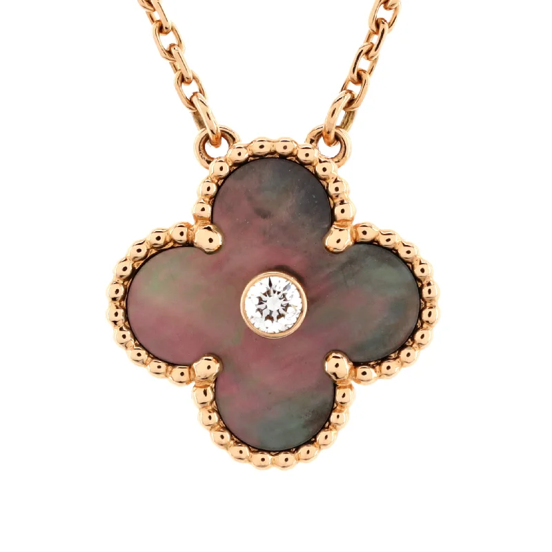 Best Jewelry Deals – Shop Premium Pieces At Great Prices Vintage Alhambra Pendant Necklace 18K Rose Gold and Mother of Pearl with Diamond