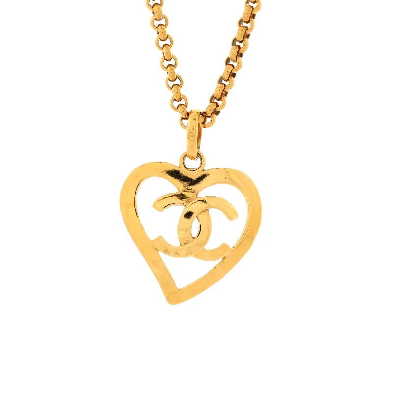 Personalized Jewelry Sale – Unique Gifts At Low Prices Vintage CC Heart Pendant Long Necklace Metal
