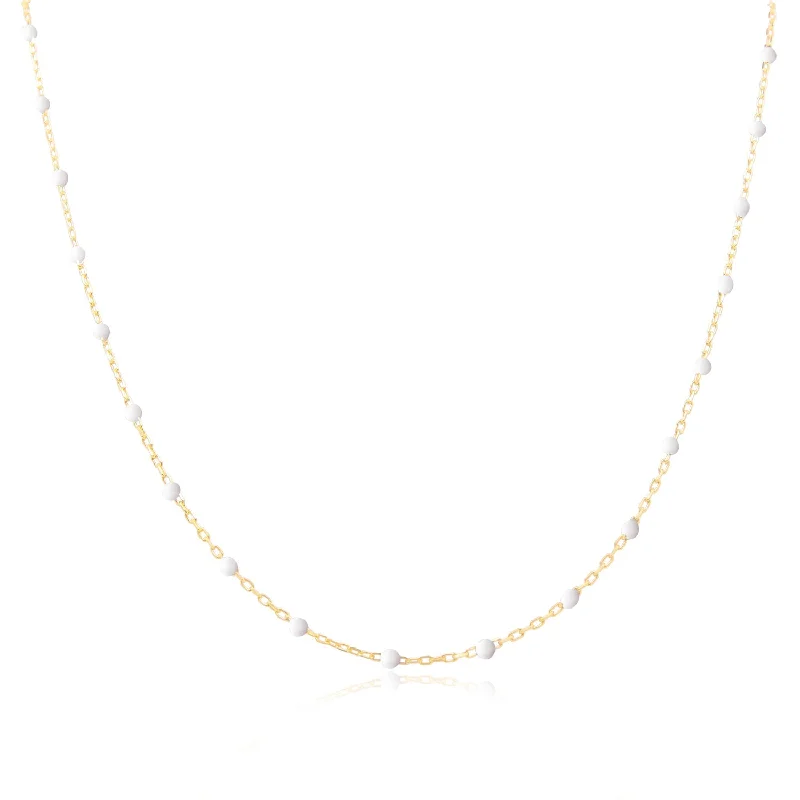 Fashion-Forward Jewelry At Exclusive Discounts White Bead Chain Necklace 16 inches