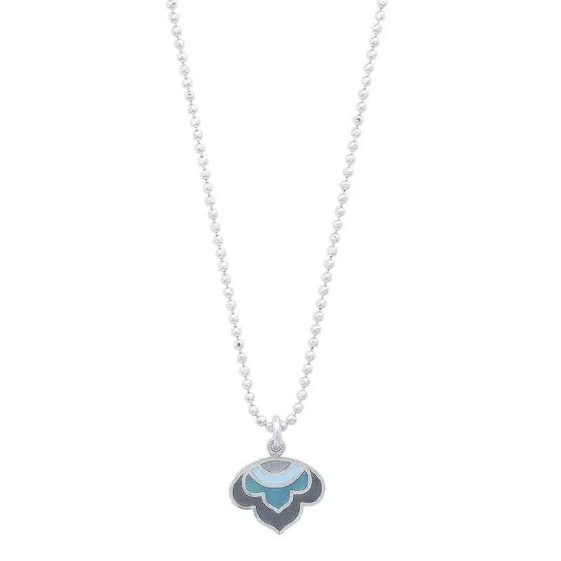Elegant Rose Gold Jewelry For A Stylish Touch Women's Enameled Lotus Pendant Necklace In Sterling/blues