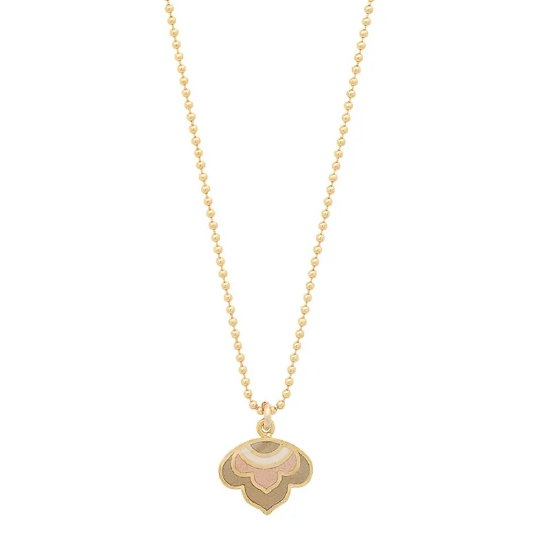Romantic Heart-Shaped Jewelry For Special Gifts Women's Enameled Lotus Pendant Necklace In Vermeil/neutral