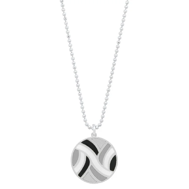 Luxury Jewelry Sale – Sparkle For Less Women's Large Round Enameled "swirl" Pendant Necklace In Sterling/neutrals