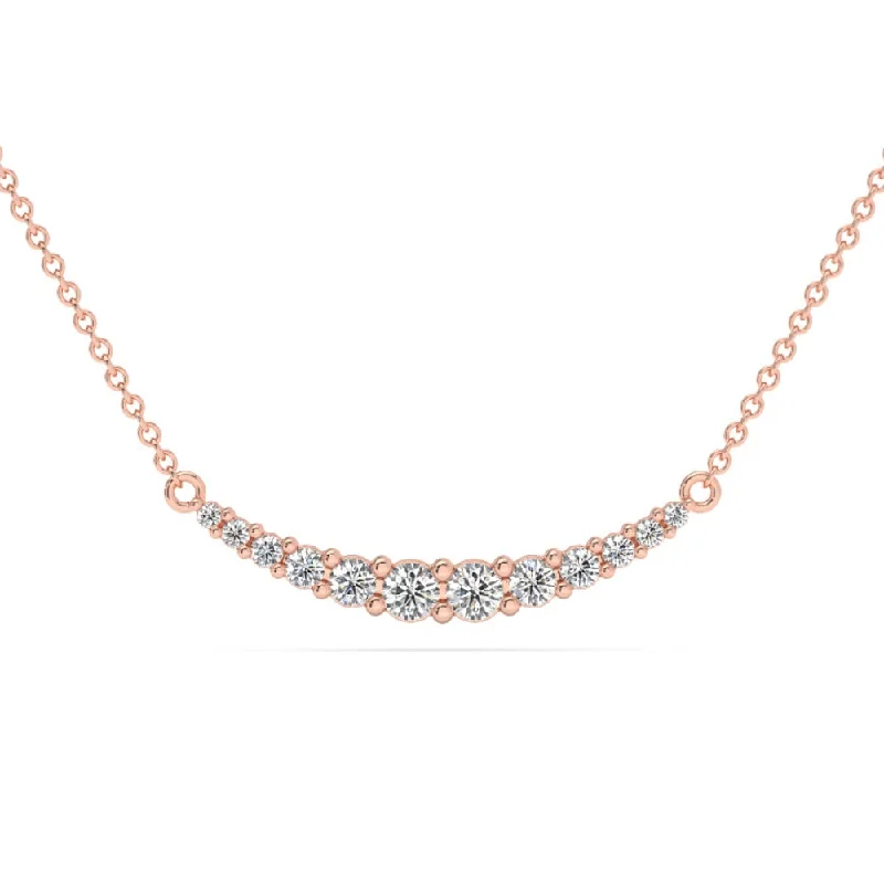 Sparkle More For Less – Jewelry Sale Happening Now 1/2Ct TW Diamond Graduated Bar Necklace 14k Gold Lab Grown Pendant 28mm