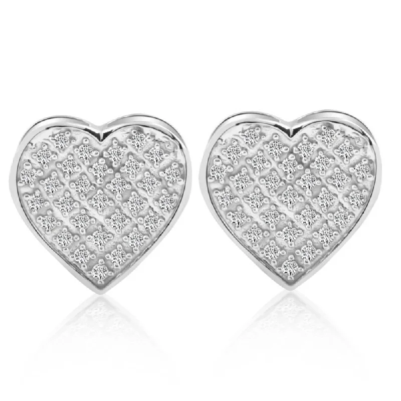Personalized Jewelry Sale – Unique Gifts At Low Prices 1/4 Ct Diamond Heart Studs Screw Back Earrings White or Yellow Gold 10.5mm Wide