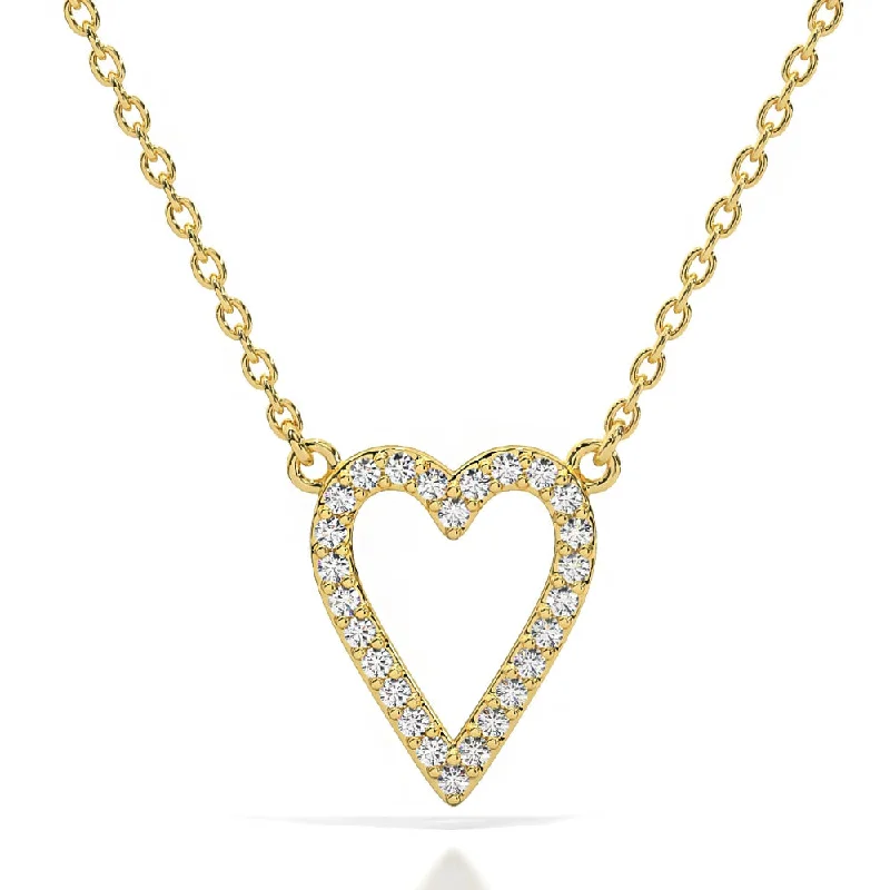 Handcrafted Jewelry Sale – Unique Designs At Low Prices 1/5Ct Diamond Heart Pendant 14k Gold 18" Necklace Lab Grown 1/2"