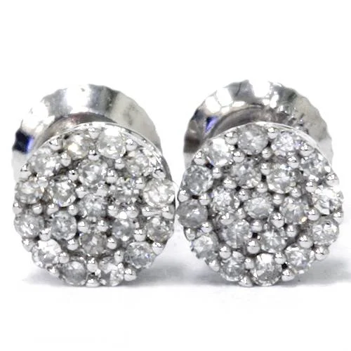 Adjustable Charm Bracelets For A Perfect Fit 1/8ct Diamond Micro Pave Halo Earrings Studs 10K White Gold W/ Screw Backs 4mm
