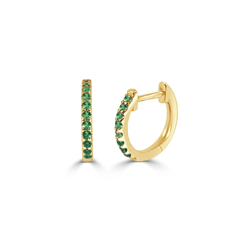 Luxury Jewelry Sale – Sparkle For Less 14k Gold & Emerald Huggie Earrings