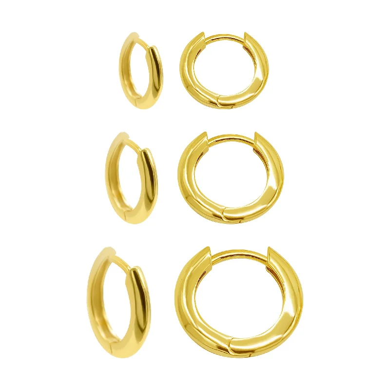 Flash Sale On Stunning Jewelry – Don't Miss Out 14K Gold Plated 3-Huggie Hoop Earrings Set