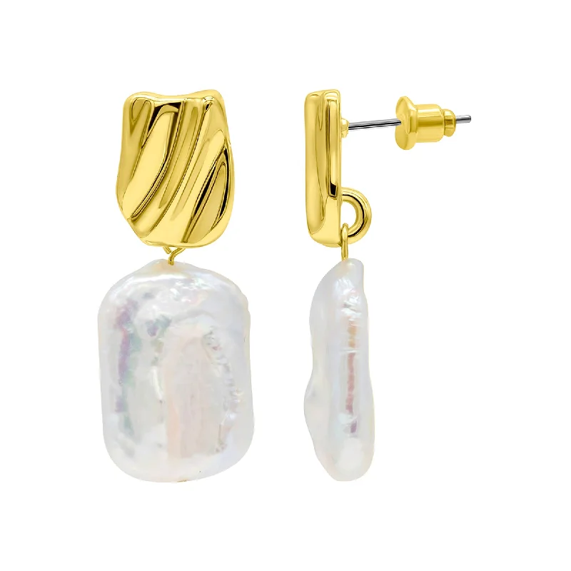 Limited-Time Offer On Elegant Jewelry Pieces 14K Gold Plated Freshwater Pearl Coin Drop Earrings