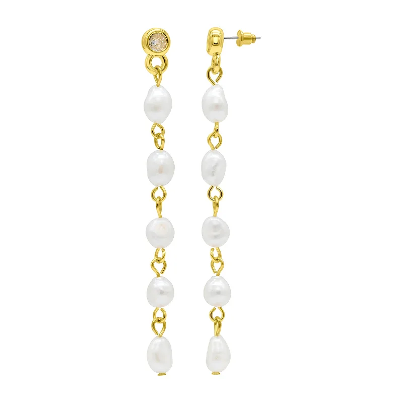 Limited-Stock Jewelry Sale – Once It's Gone, It's Gone 14K Gold Plated Freshwater Pearl Dangle Earrings