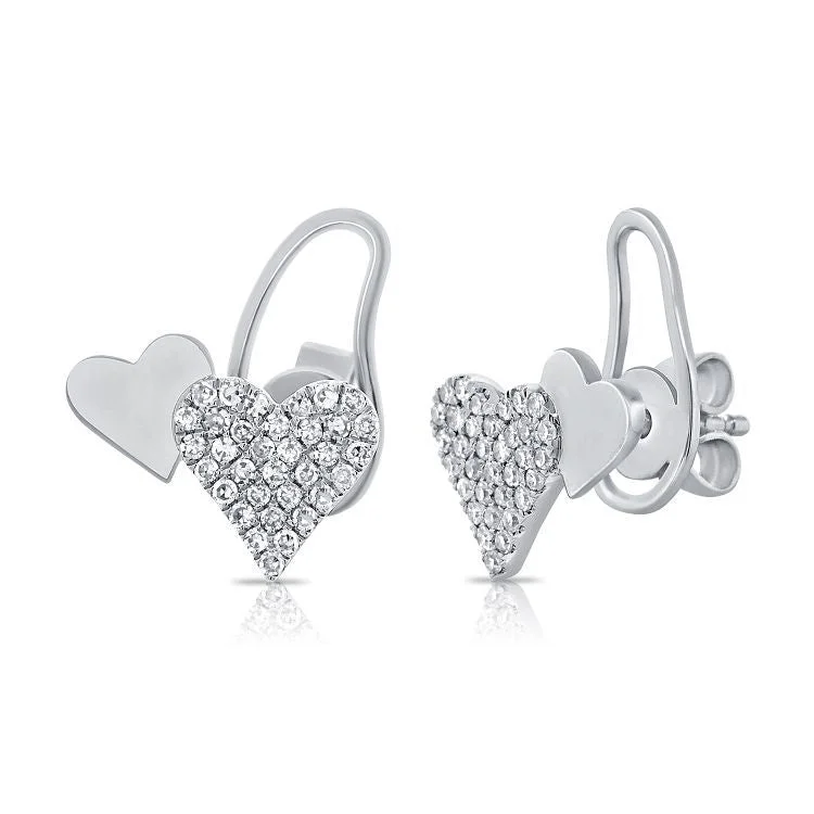 Best Jewelry Sale – Shop Exclusive Designs Now 14k WG 1.78GR STUD HEART EARRINGS 68 DIAMONDS 0.19C