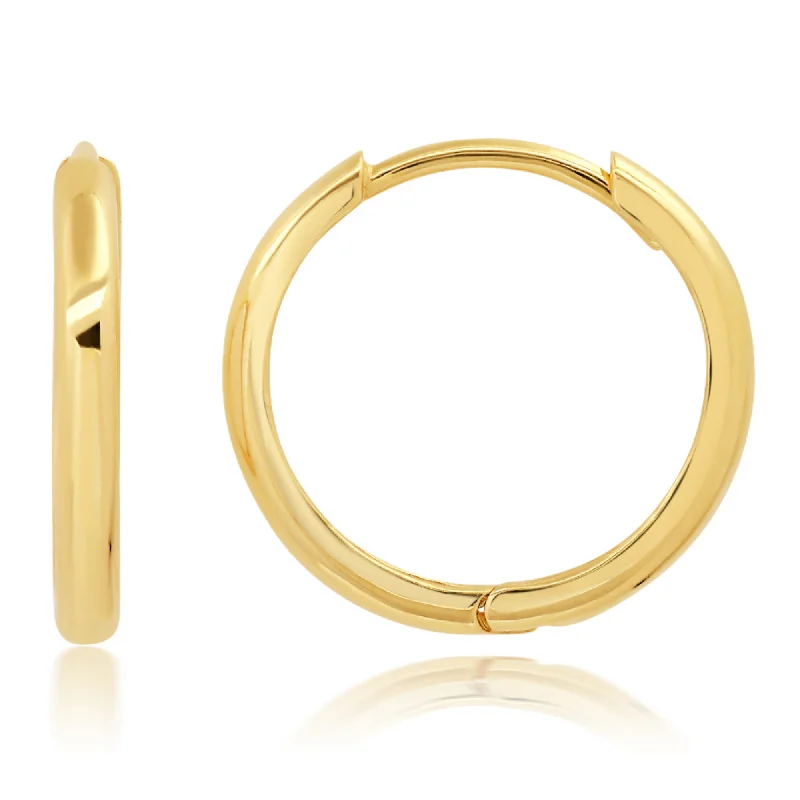 Elegant Jewelry At Unbeatable Offers – Shop Before It's Gone 14K Yellow Gold 16mm Domed Style Huggie Hoop Earrings with Hidden Post Hinged Closure