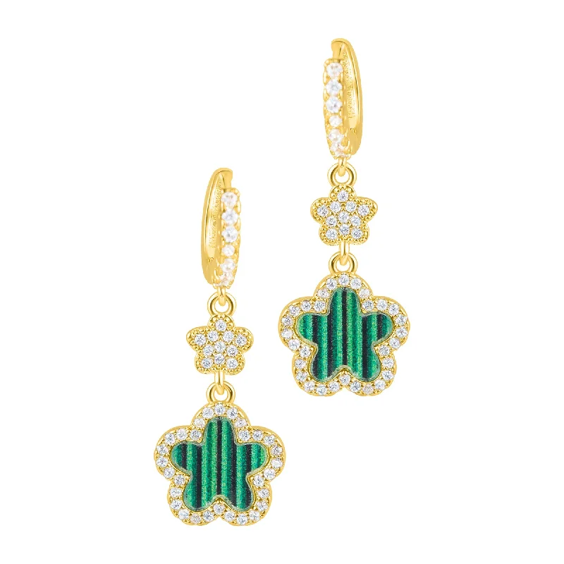 Grab Your Favorite Jewelry At The Lowest Prices 14k Yellow Gold Plated Green CZ Clover Earrings