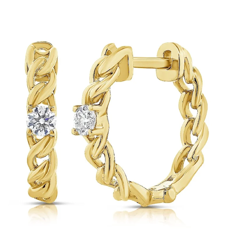 Your Dream Jewelry At Dream Prices 14k YG 1.92GR HUGGIE EARRINGS WITH 2 ROUND DIAMONDS 0.12C