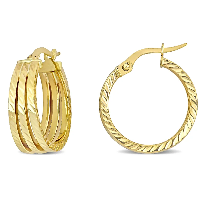 The Biggest Jewelry Sale Of The Year Is Here 19 MM Triple Row Textured Hoop Earrings in 14K Yellow Gold