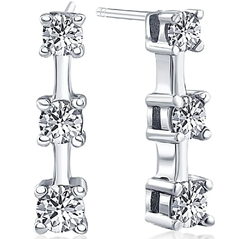 Flash Jewelry Sale – Get Stunning Pieces At Low Prices 1ct Three Stone Diamond Earrings 14K White Gold
