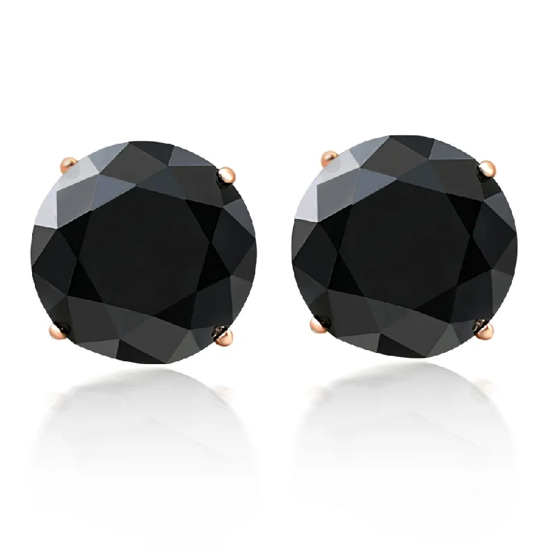 Exclusive Jewelry Offers – Shine For Less 3 1/2 Ct TW (8mm) Round Black Moissanite Studs 14k Yellow Gold