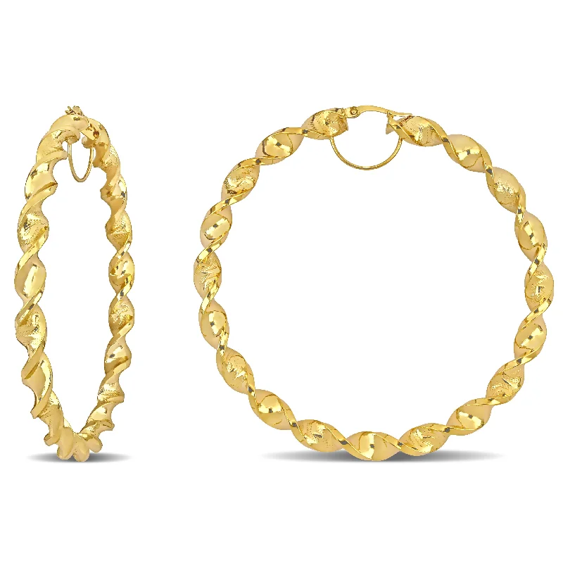 Affordable Luxury Jewelry For Every Occasion 74 MM Twisted Hoop Earrings in 14K Yellow Gold