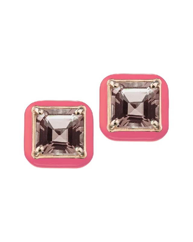 Fashion-Forward Jewelry At Incredible Prices Bea Bongiasca Flower Funk 9K & Silver 4.38 ct. tw. Smocky Quartz Studs