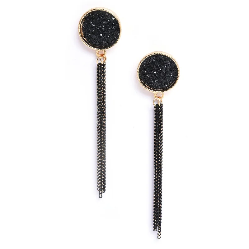 Chic, Trendy, And Affordable Jewelry Sale Black  Gold-plated Contemporary Drop Earrings