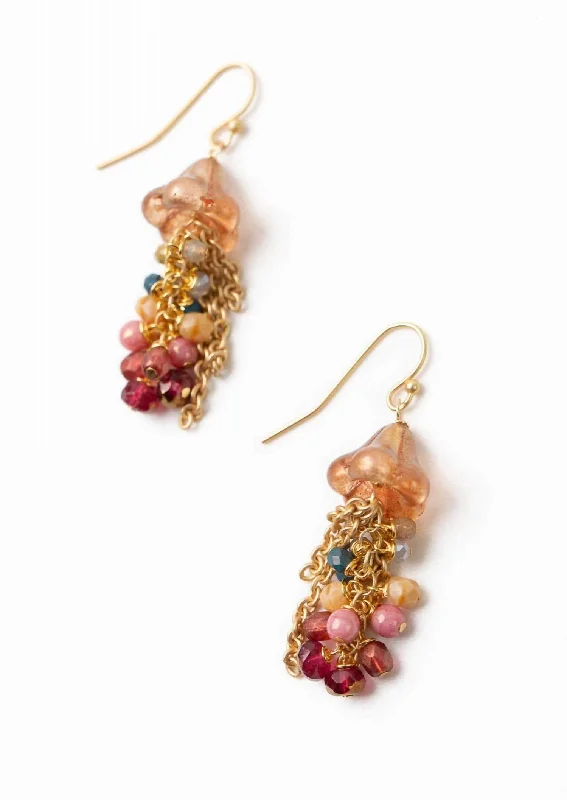 Exclusive Jewelry Bundles At Discounted Rates Blossom Czech Glass Statement Earrings In Gold/multi