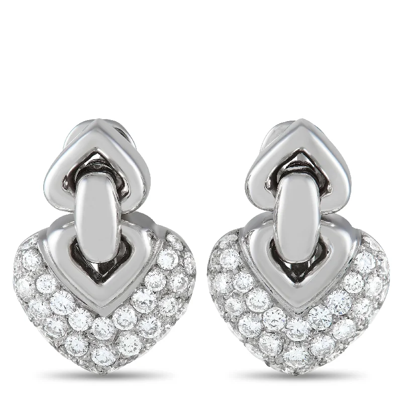 Luxury Jewelry At Unbeatable Discounts Bvlgari Doppio Cuore 18K White Gold 2.25 ct Diamond Earrings