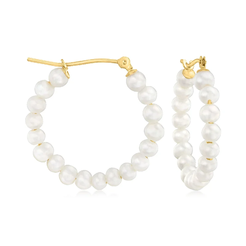 Make Every Moment Shine – Jewelry Discounts Available Canaria 3-3.5mm Cultured Pearl Hoop Earrings in 10kt Yellow Gold