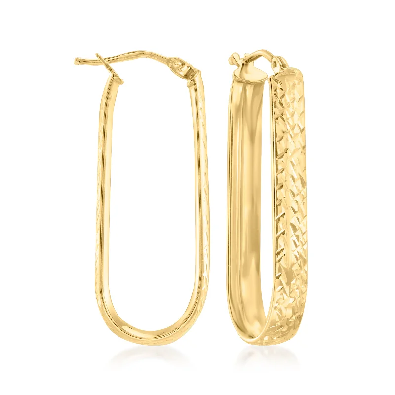 Premium Jewelry Now Available At Special Discounts Canaria Italian 10kt Yellow Gold Oval Hoop Earrings