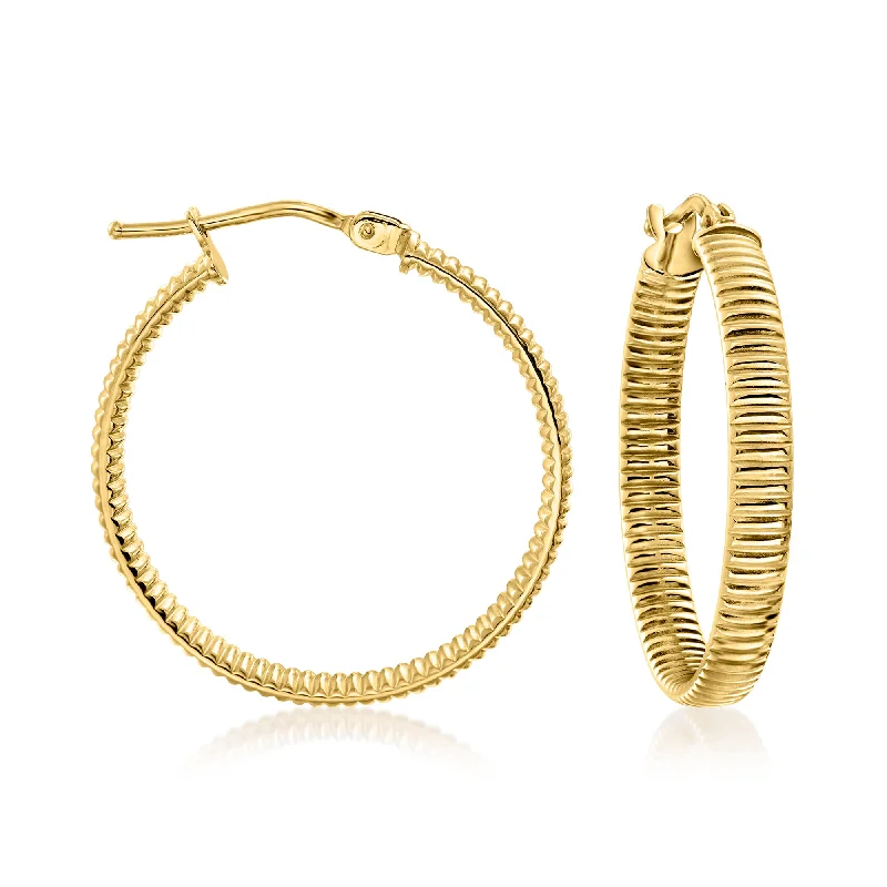 Fine Jewelry, Limited-Time Offers Available Canaria Italian 10kt Yellow Gold Ribbed Hoop Earrings