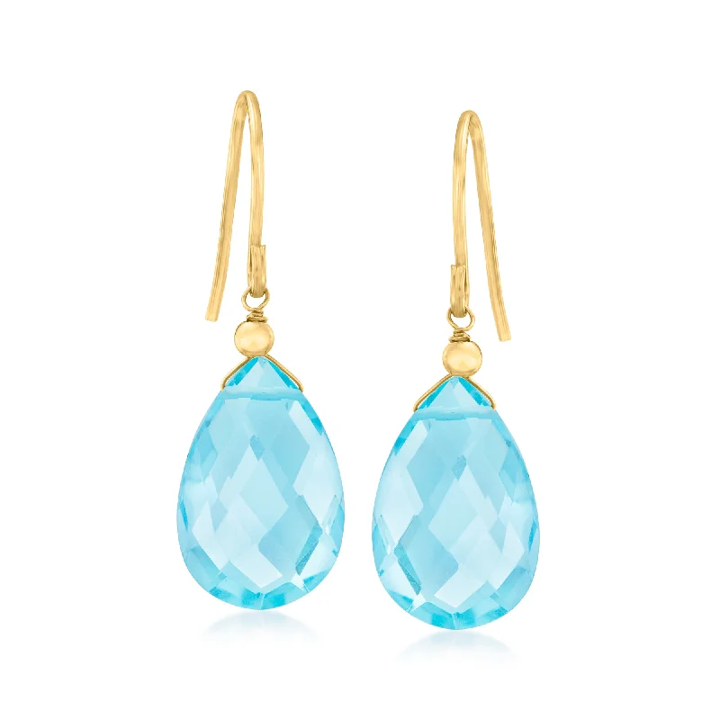 Glamorous Jewelry, Glamorous Deals – Shop Now Canaria Sky Blue Topaz Drop Earrings in 10kt Yellow Gold