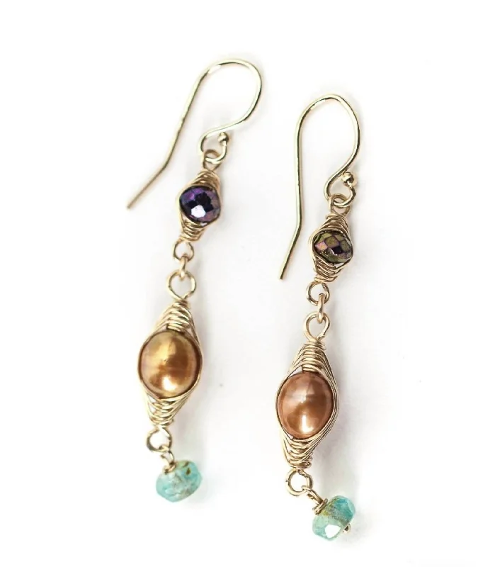 Unmissable Discounts On Timeless Jewelry Pieces Carnival Pearl Herringbone Earing In Gold/multi