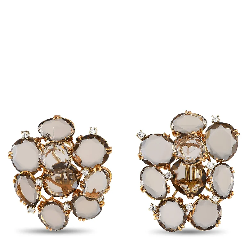 Seasonal Jewelry Deals – Elevate Your Style Casato 18K Rose Gold 0.28ct Diamond and Smoky Quartz Earrings 200534