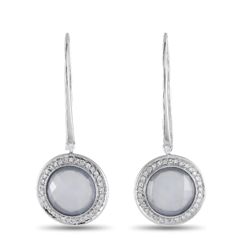 Handcrafted Jewelry Sale – Unique Designs At Low Prices Casato 18K White Gold 0.65ct Diamond and Chalcedony Drop Earrings 200480