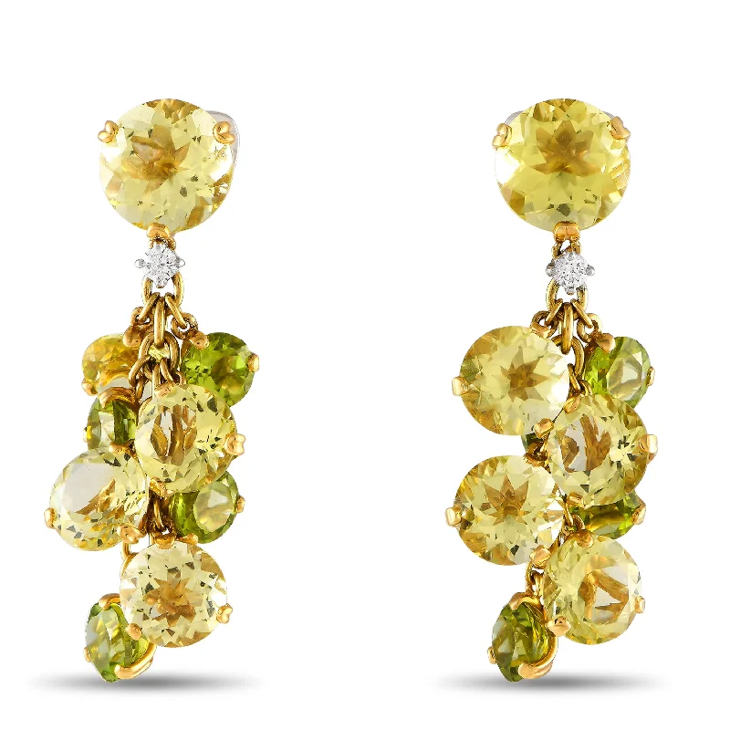 Limited-Time Offer On Elegant Jewelry Pieces Casato 18K Yellow Gold 0.10ct Diamond, Quartz, and Prasiolite Earrings 200469