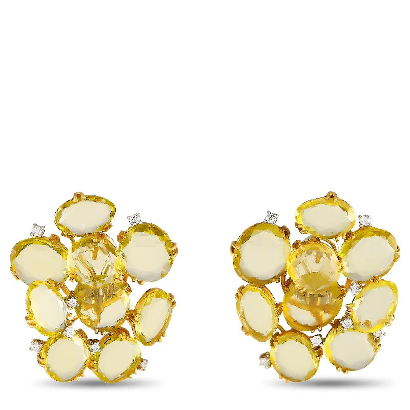 Premium Jewelry Now Available At Special Discounts Casato 18K Yellow Gold 0.28ct Diamond and Quartz Earrings 200524