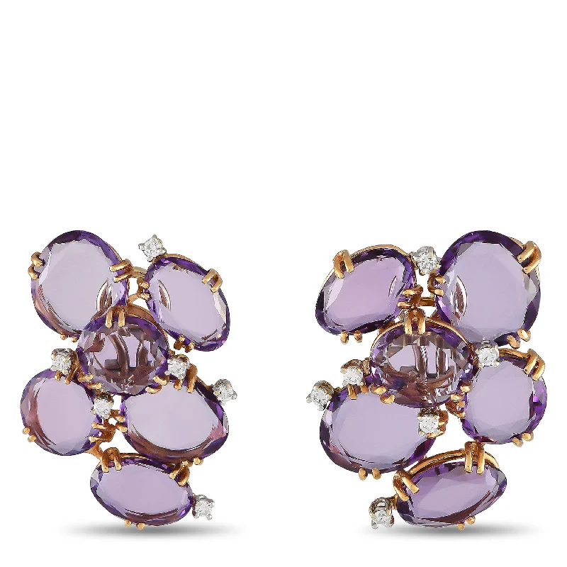 Luxury Jewelry At Unbeatable Discounts Casato 18K Yellow Gold 0.36ct Diamond and Amethyst Earrings 200532