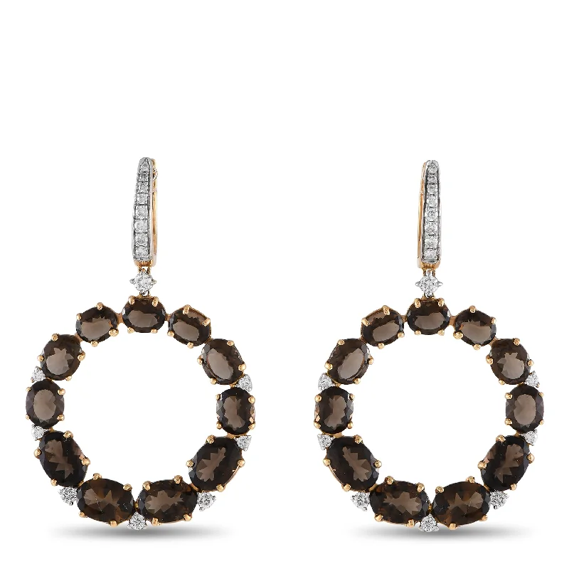 Flash Sale On Stunning Jewelry – Don't Miss Out Casato 18K Yellow Gold 0.60ct Diamond and Smokey Quartz Earrings 200500