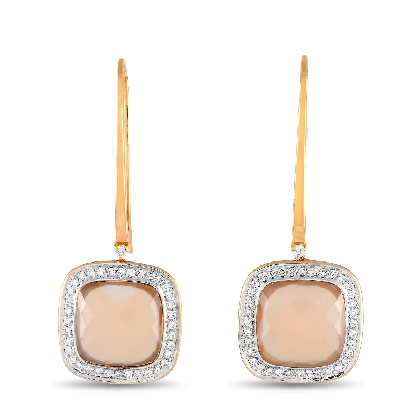 Grab Your Favorite Jewelry At The Lowest Prices Casato 18K Yellow Gold Diamond and Chalcedony Drop Earrings 200474