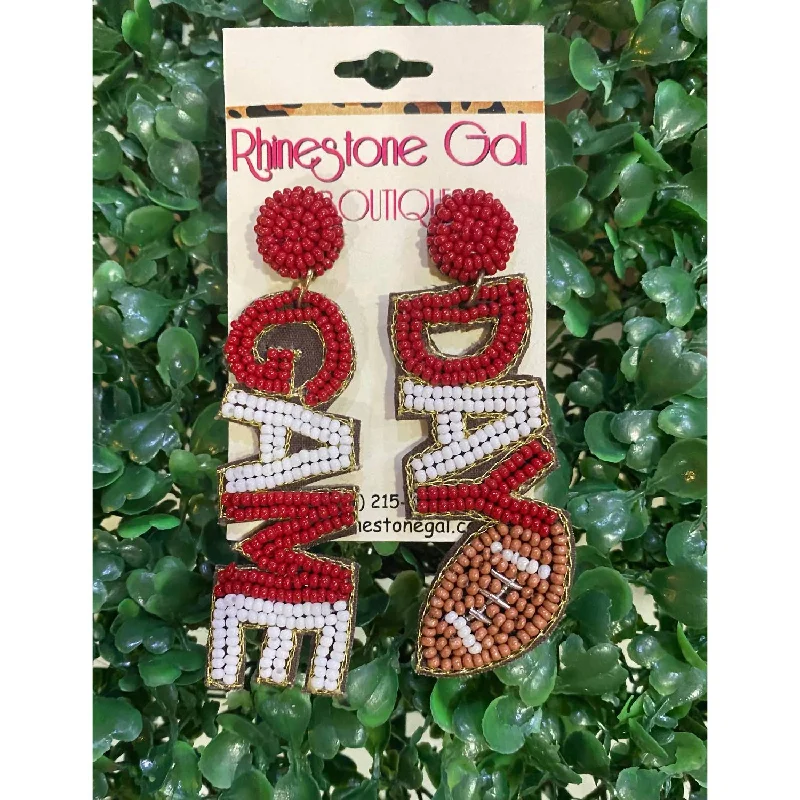 Best Jewelry Sale – Shop Exclusive Designs Now Game Day Seed Bead Football Earrings In Burgundy/white
