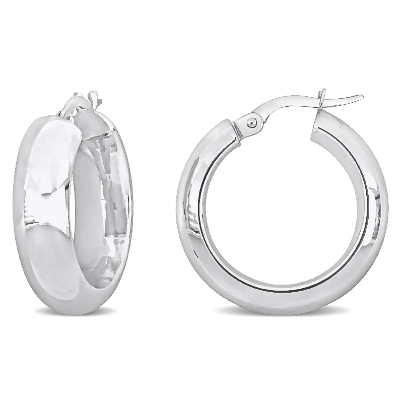 Shop Jewelry That Shines Without The High Price Mimi & Max 22mm Huggie Hoop Earrings in 10k White Gold
