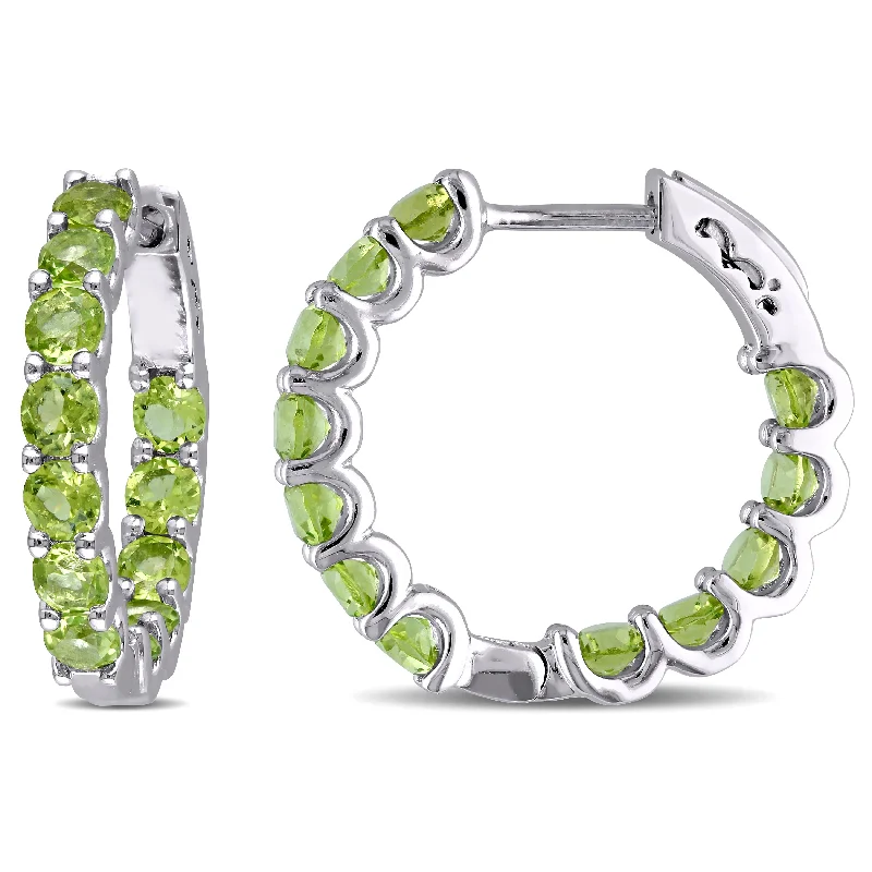 Save On Luxury Jewelry Pieces – Limited-Time Offers Mimi & Max 3 4/5ct TGW Peridot Inside Outside Hoop Earrings in Sterling Silver
